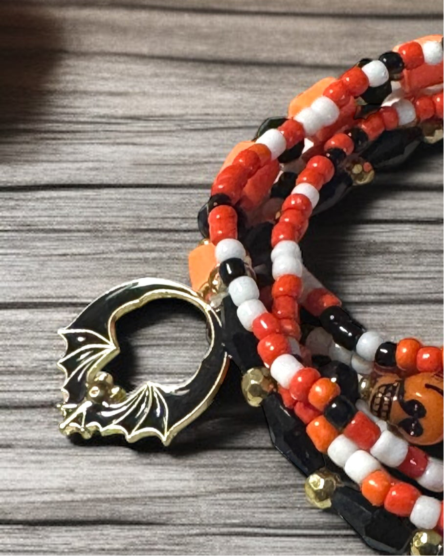Halloween Themed Beaded Bracelet Set 6.5 - 7.5” Fit
