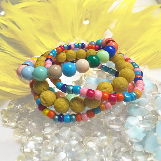 Colorful Lava Diffuser Bracelet Set - 5 Piece