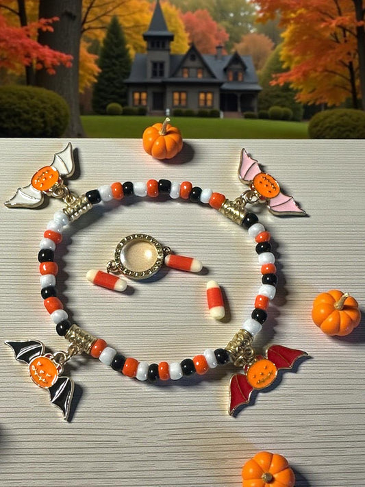 Halloween Themed Beaded Bracelet Set 6.5 - 7.5” Fit
