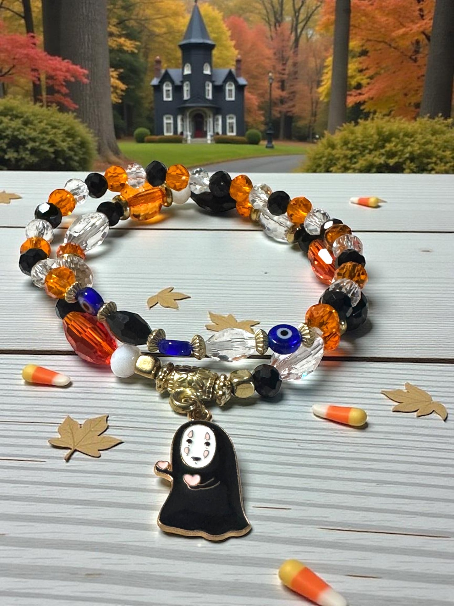 Halloween Themed Beaded Bracelet Set 6.5 - 7.5” Fit