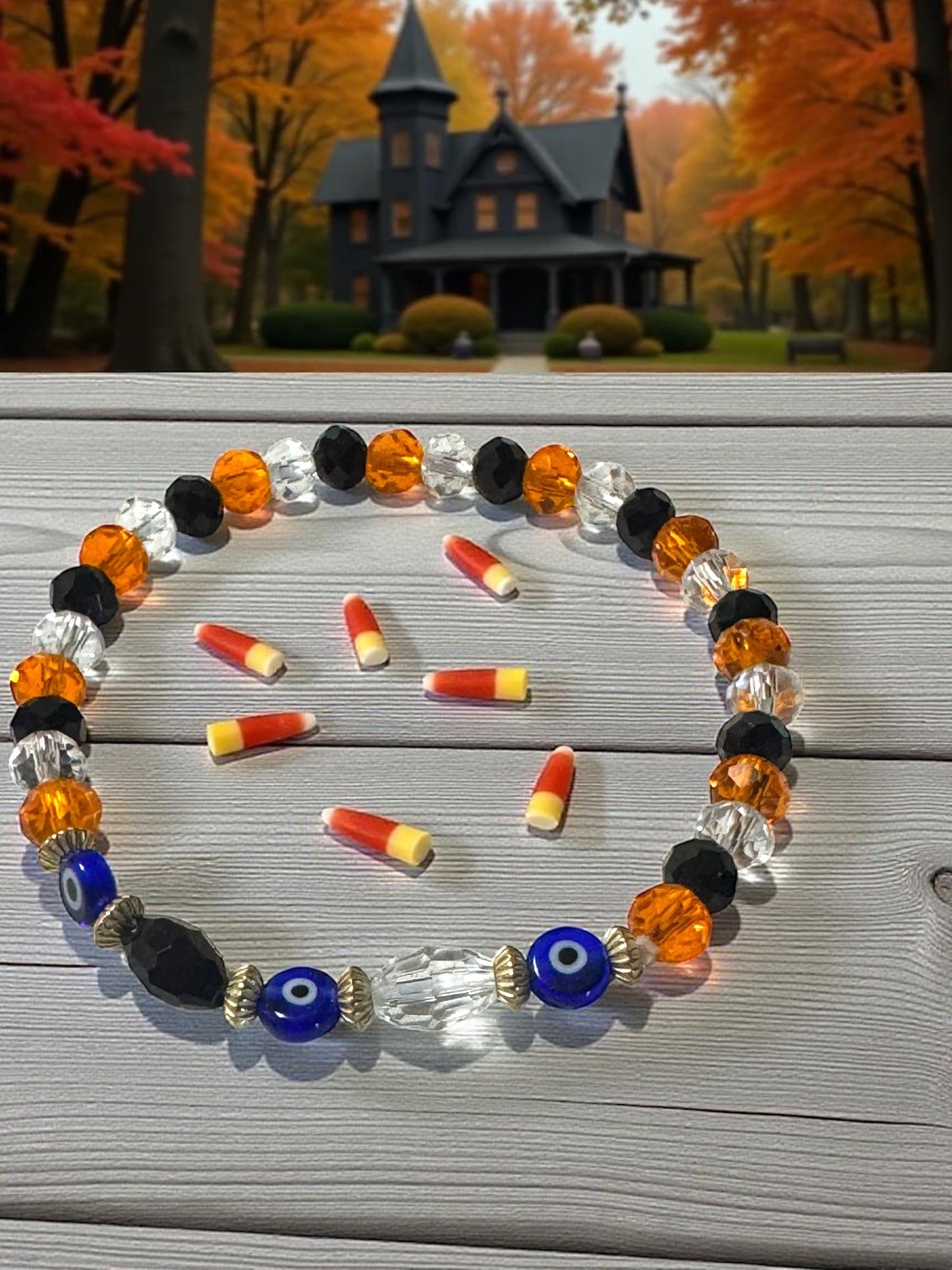 Halloween Themed Beaded Bracelet Set 6.5 - 7.5” Fit