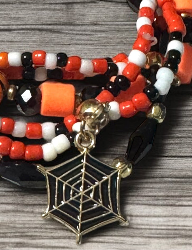 Halloween Themed Beaded Bracelet Set 6.5 - 7.5” Fit