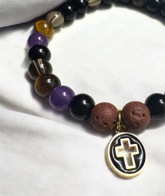 Have Faith Lava Beaded Bracelet