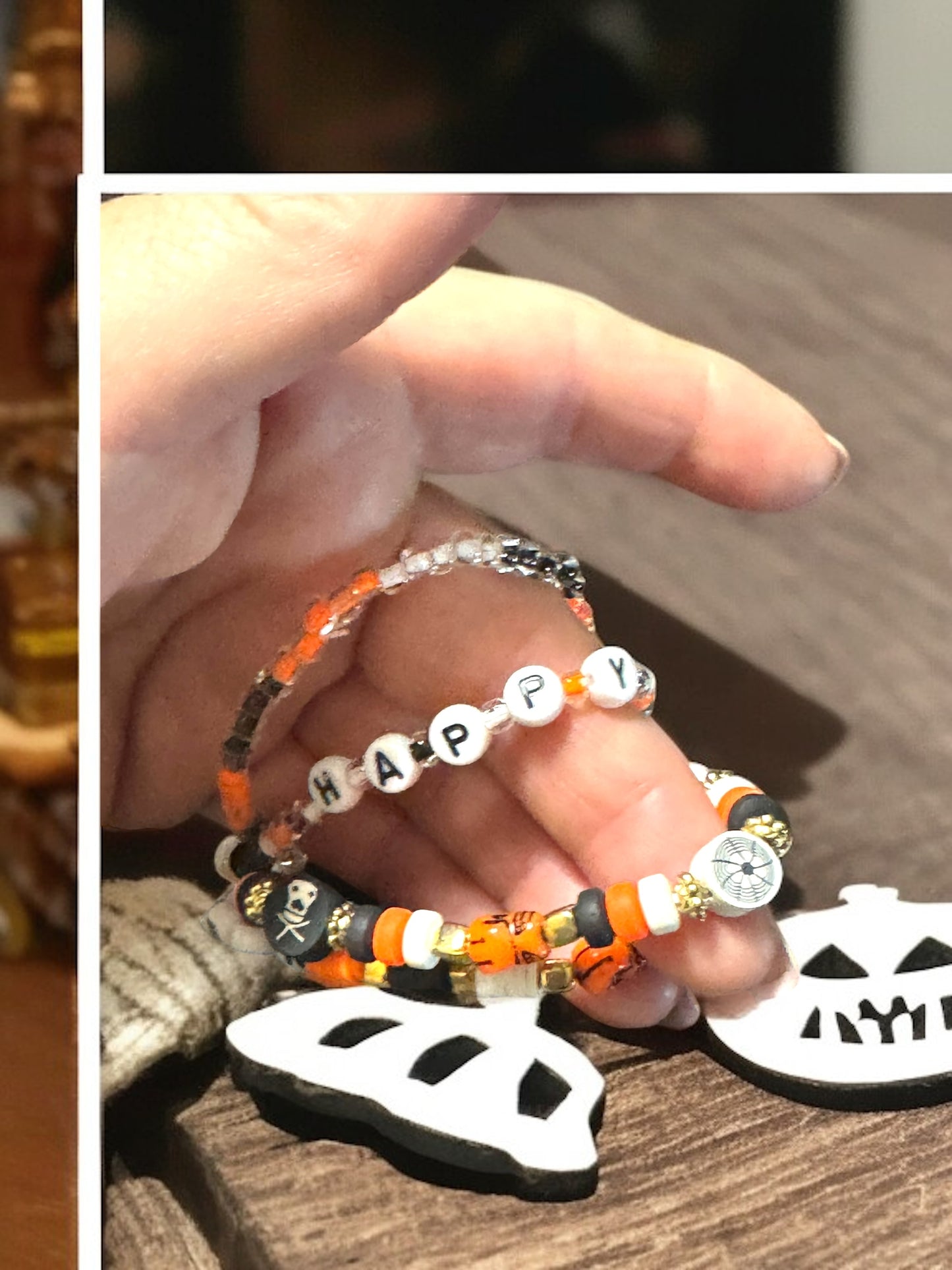 Halloween Themed Beaded Bracelet Set 6.5 - 7.5” Fit