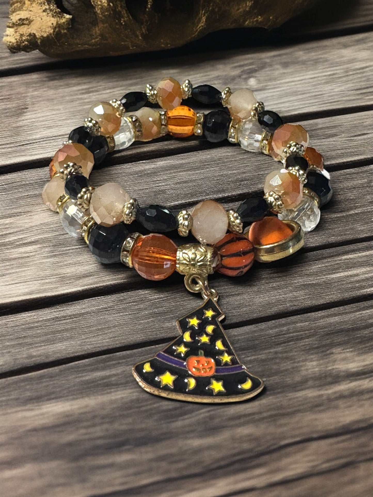 Halloween Themed Beaded Bracelet Set 6.5 - 7.5” Fit