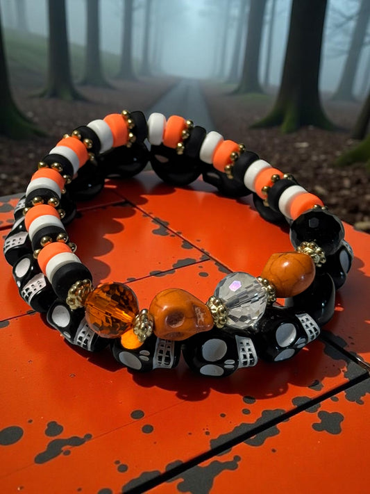 Halloween Themed Beaded Bracelet Set 6.5 - 7.5” Fit