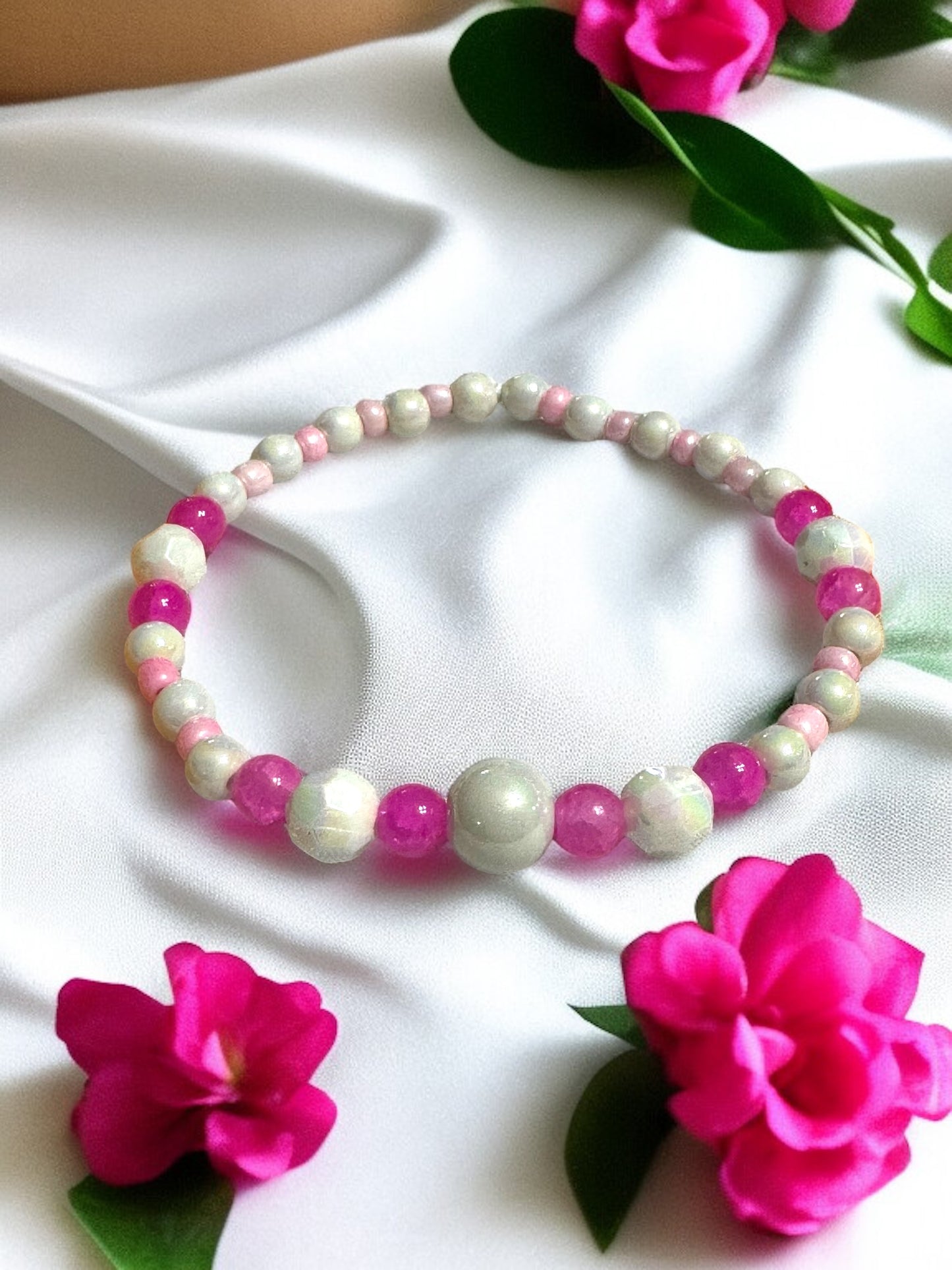 Breast Cancer Awareness Beaded Bracelet Set