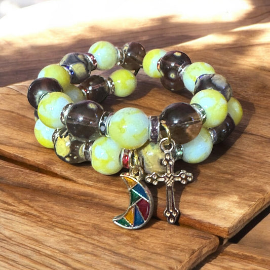 Faith Collection.Bea Bracelet Set Purples 6.5” -7.5”