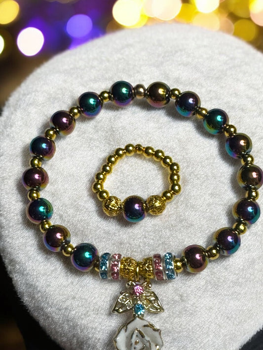 7” Tourmaline Bracelet and Ring (Women’s Size 8) Set - Beaded Jewelry Collection