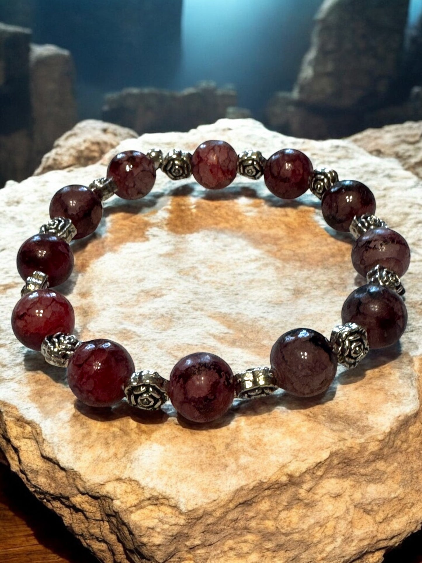 Gray Lava Bead Diffuser & Gemstone Bracelet Set