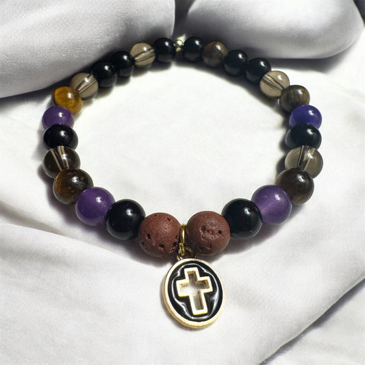 Have Faith Lava Beaded Bracelet