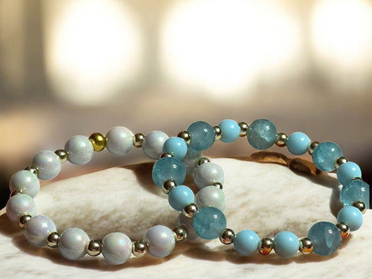 14k Gold Filled Beaded Bracelet Set 6.5-7” Fit