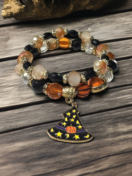 Halloween Themed Beaded Bracelet Set 6.5 - 7.5” Fit