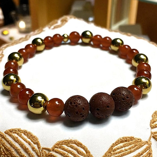 Artisan Bronze / Orange Gold Lava Beaded Bracelet