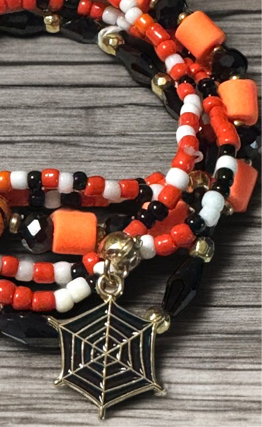 Halloween Themed Beaded Bracelet Set 6.5 - 7.5” Fit