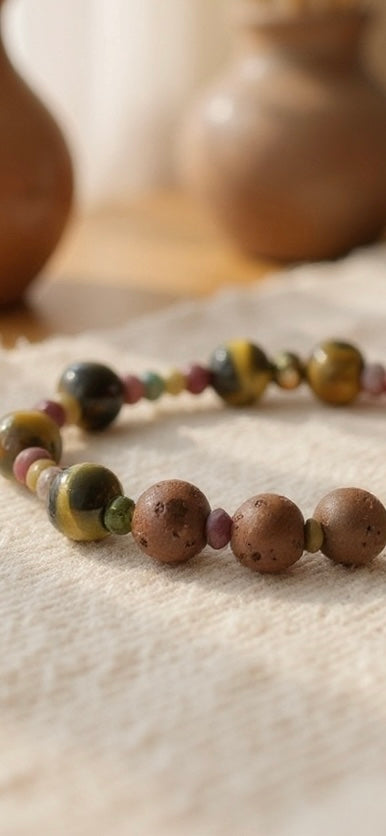 Multicolor Lava Beaded Bracelet