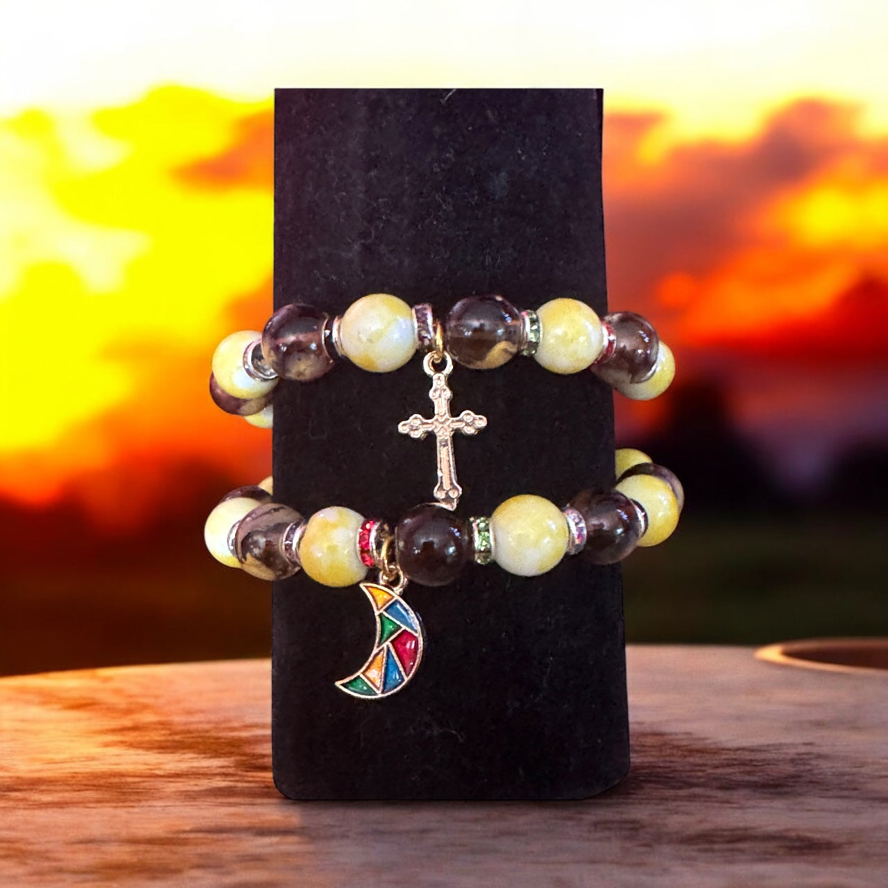 Faith Collection.Bea Bracelet Set Purples 6.5” -7.5”