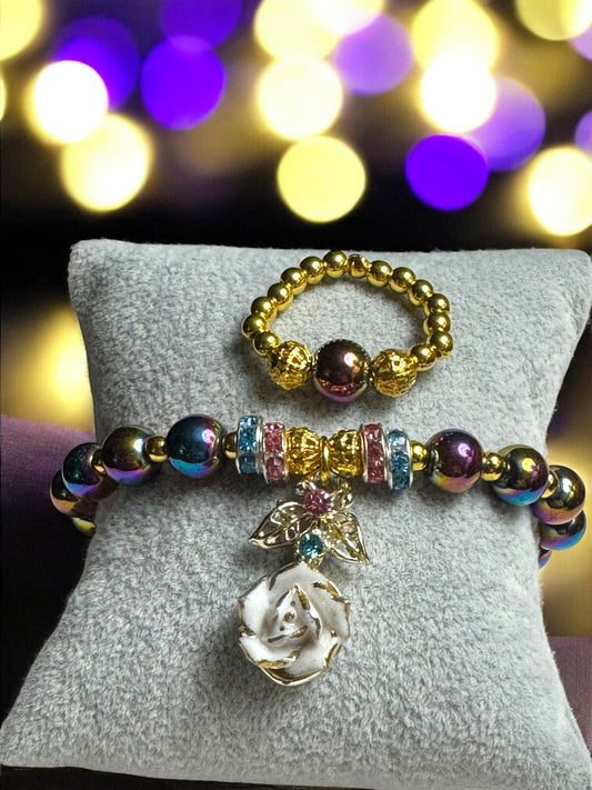 7” Tourmaline Bracelet and Ring (Women’s Size 8) Set - Beaded Jewelry Collection