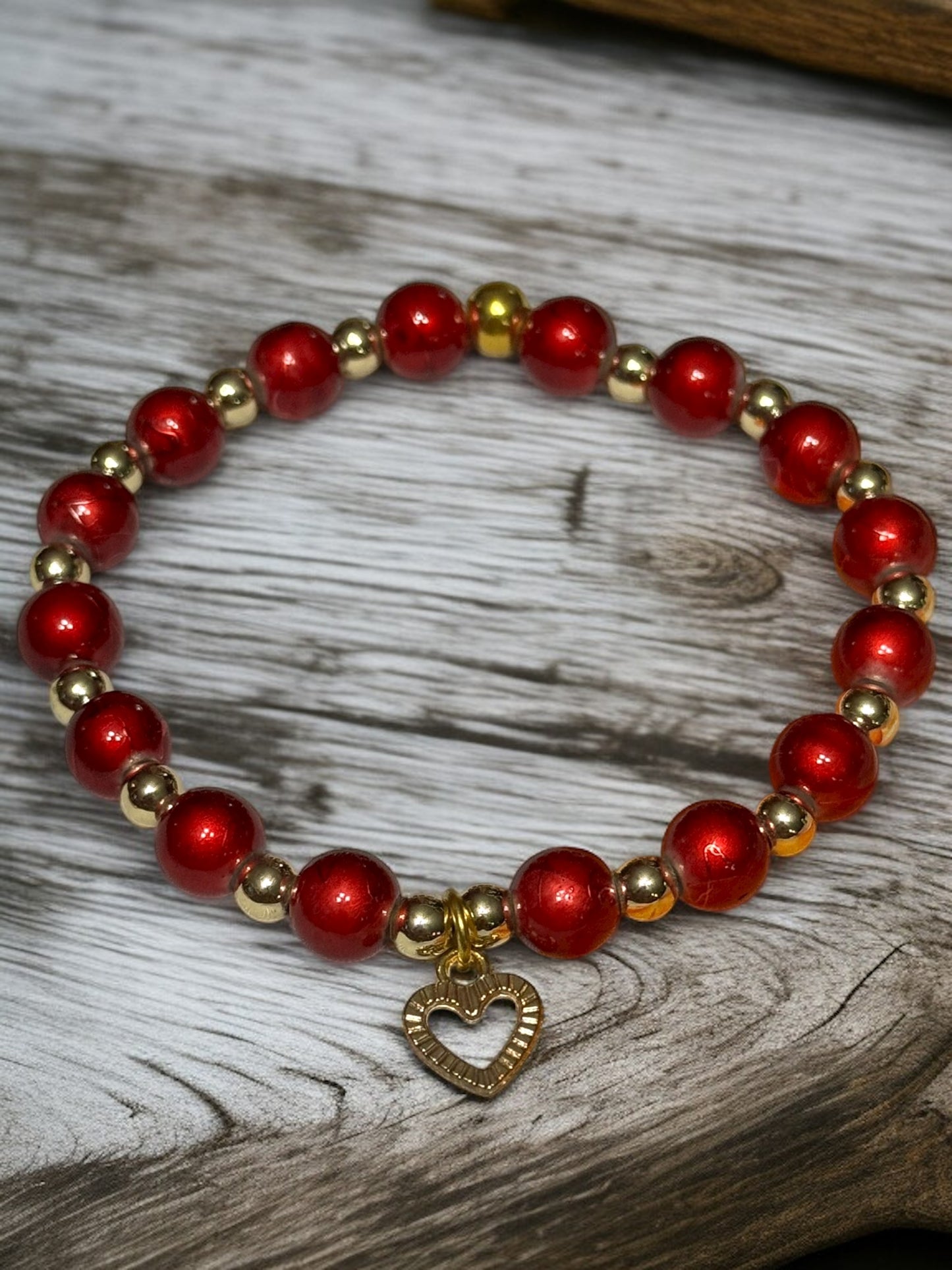 Red Heart 14K Charm Bracelet - Christian Faith Jewelry with Psalm 28:7