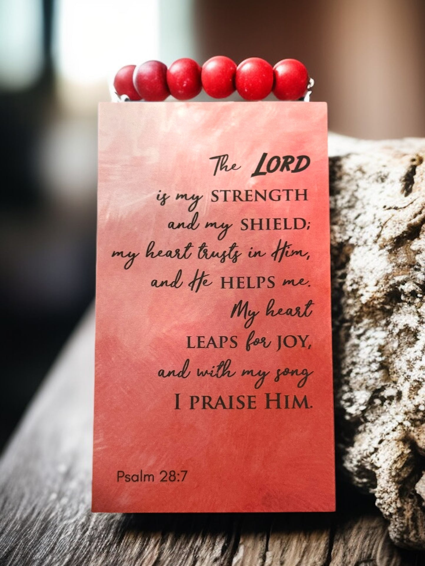 Red Heart 14K Charm Bracelet - Christian Faith Jewelry with Psalm 28:7