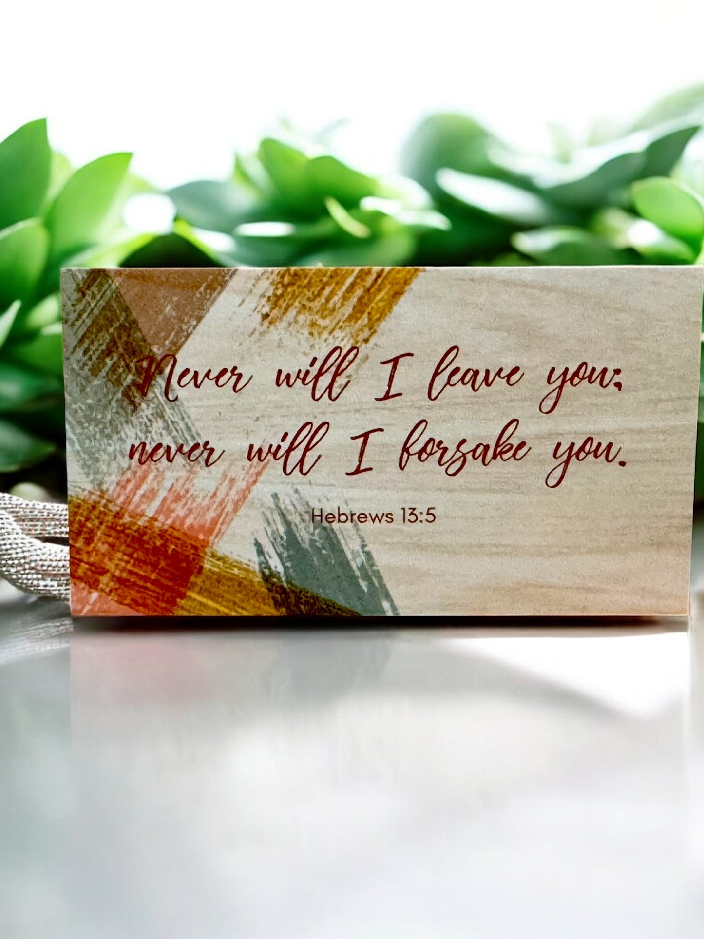 Natural Stone & Lava Bead Bracelet Set - Faith Jewelry with Hebrews 13:5 Scripture Card