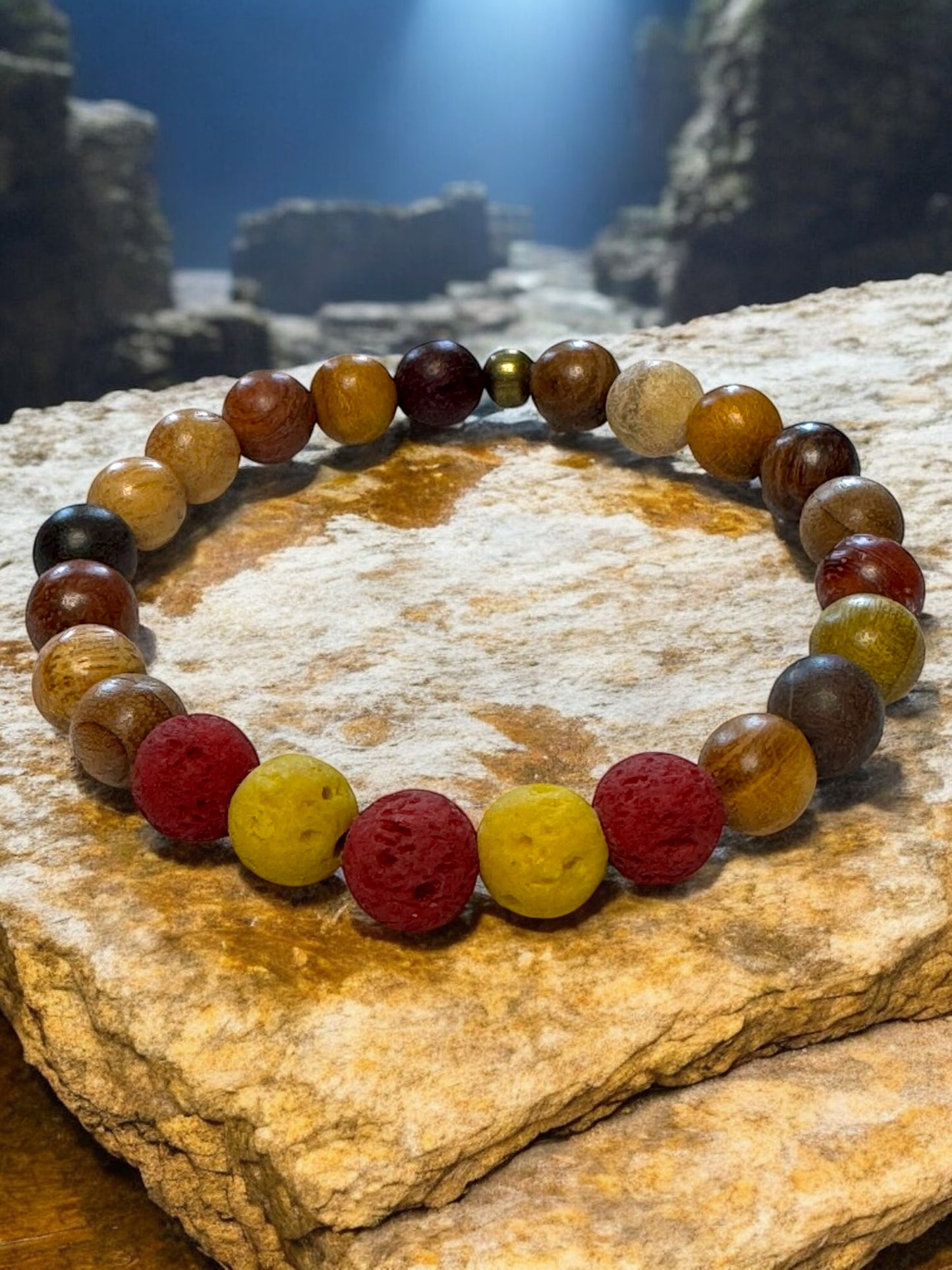 Lava Bead & Wood Diffuser Bracelet